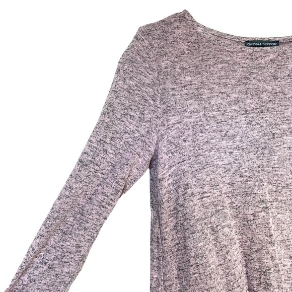 Chelsea & Theodore Mauve Marled Twist Hem 3/4 Sleeve Top Size Small - Picture 4 of 12